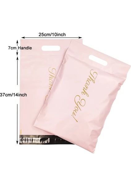 Pembe TEŞEKKÜRLER-25CM Stili Baskılı Bez Çanta Ekspres Saplı Çanta Kurye Çantası Kendinden Mühürlü Yapışkanlı Su Geçirmez Plastik Poli Zarf Ambalaj Torbaları (Yurt Dışından)