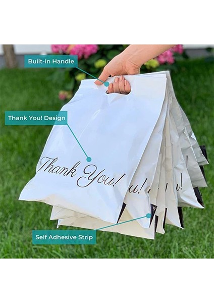 Pembe TEŞEKKÜRLER-25CM Stili Baskılı Bez Çanta Ekspres Saplı Çanta Kurye Çantası Kendinden Mühürlü Yapışkanlı Su Geçirmez Plastik Poli Zarf Ambalaj Torbaları (Yurt Dışından) indirimleri