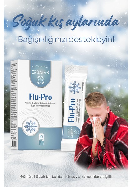 Flu-Pro Vitamin C Vitamin D3 Çinko ve Karamürver Ekstresi 10 Stick