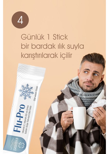 Flu-Pro Vitamin C Vitamin D3 Çinko ve Karamürver Ekstresi 10 Stick