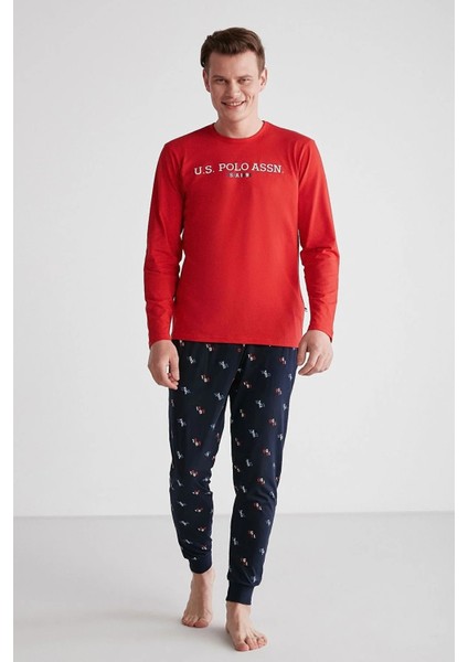 U.S. Polo Assn. %100 Pamuk Uzun Kol Erkek Pijama Takım 18735