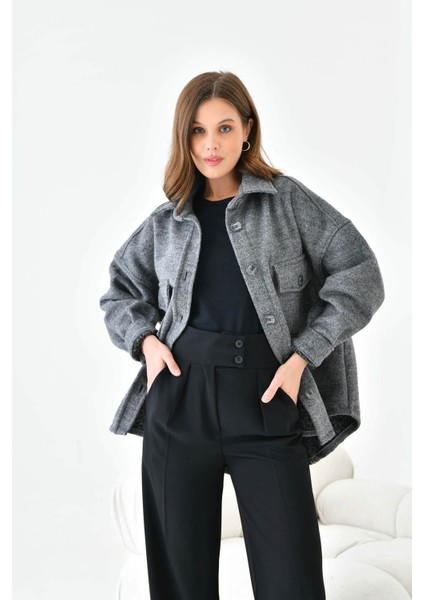 Kadın Oversize Kalın Kaşe Gömlek/ceket modelleri