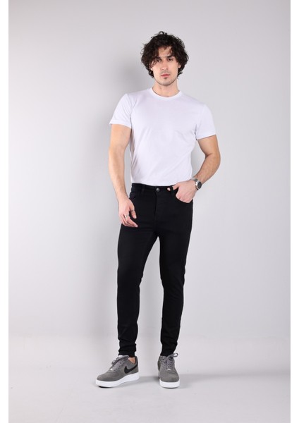 0020 Süper Slim Fit Siyah Rahat Denim Erkek Jeans