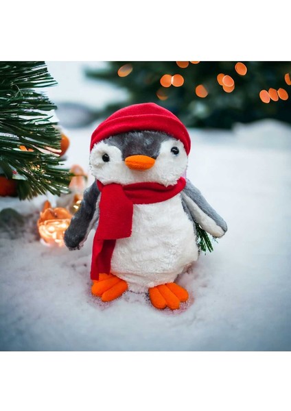 Mellito Toyzz Toyzz 40 cm Peluş Pingu Penguen Kırmızı Şapkalı Peluş Oyuncak Uyku Arkadaşı