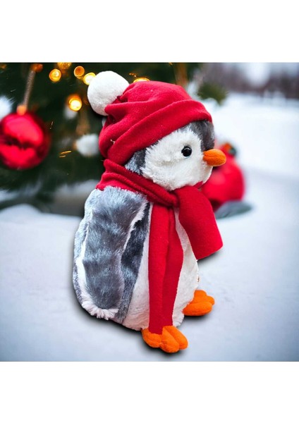 Mellito Toyzz Toyzz 40 cm Peluş Pingu Penguen Kırmızı Şapkalı Peluş Oyuncak Uyku Arkadaşı