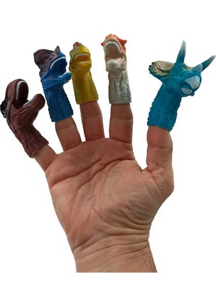 Hand Puppet Dinazor Parmak Kuklası Eğlenceli Oyuncak Seti Dinozor Parmak Kukla 5li