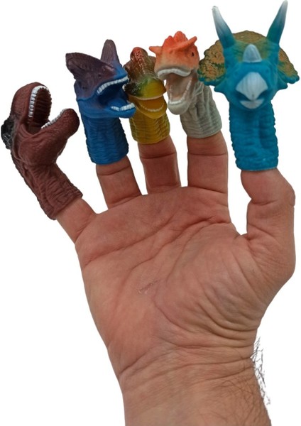 Hand Puppet Dinazor Parmak Kuklası Eğlenceli Oyuncak Seti Dinozor Parmak Kukla 5li