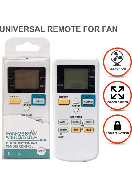 FAN-2989W Fan Uzaktan Kumanda Üniversal (Yurt Dışından)