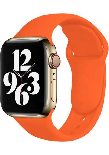 Apple Watch 9 Uyumlu 41MM Klasik Silikon Kordon 3'lü Set Yeşil, Kırmızı, Turuncu