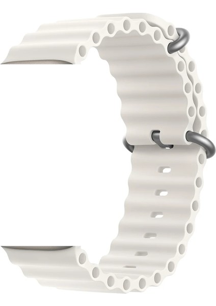 Apple Watch 3 Uyumlu 38MM Ocean Silikon Kordon 3'lü Set Lacivert, Sarı, Beyaz