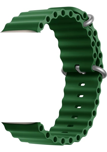 Apple Watch Ultra Uyumlu 49MM Ocean Silikon Kordon 3'lü Set Turuncu, Yeşil, Sarı