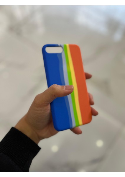 iPhone 7plus/8plus Uyumlu Rainbow Renkli Şeritli Lansman Silikon Darbe Emici Telefon Kılıfı fiyatları