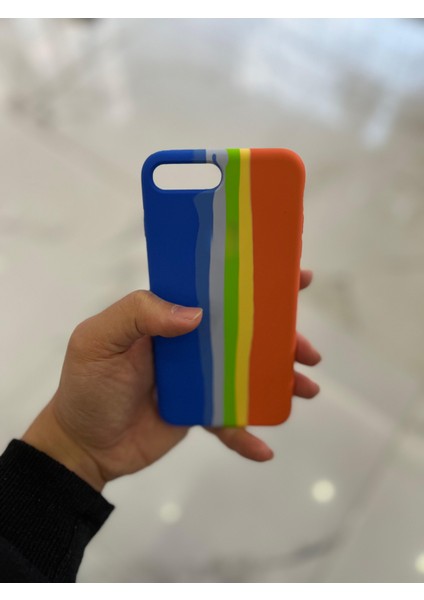 iPhone 7plus/8plus Uyumlu Rainbow Renkli Şeritli Lansman Silikon Darbe Emici Telefon Kılıfı modelleri