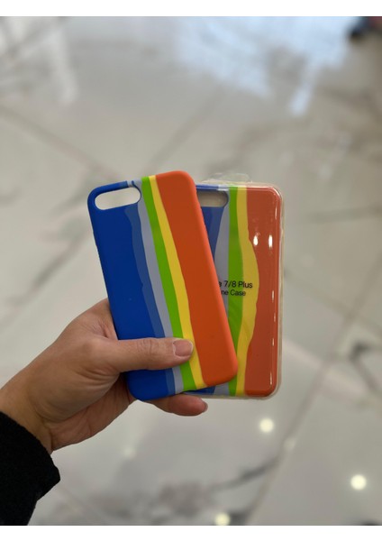 iPhone 7plus/8plus Uyumlu Rainbow Renkli Şeritli Lansman Silikon Darbe Emici Telefon Kılıfı indirimleri