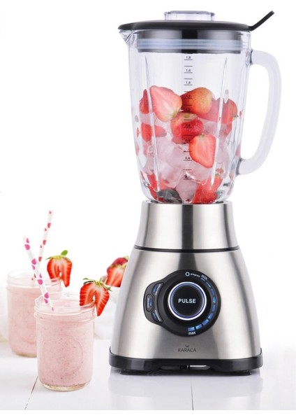 Inox Buz Kırma Fonksiyonlu 1800W Cam Hazneli Smoothie Blender