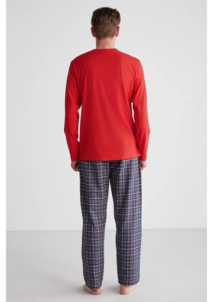 Uzun Kol Ekoseli Erkek Pijama Takım 18751
