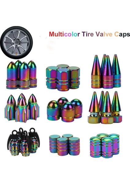 Bir Stil 4 Adet Neon Işıkları Renkli Alüminyum Araba Lastiği Valf Kapakları Mermi Tasarımı Araba Kamyon Hava Limanı Kapağı Lastik Jant Valfi Tekerlek Kök Kapağı (Yurt Dışından)