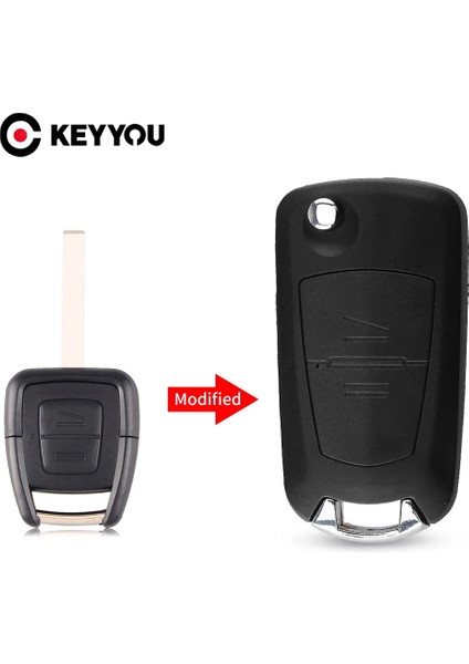 HU100 Bıçak Stili Keyyou Yedek Kabuk Modifiye Flip Katlanır Anahtar Kabuk Kılıf Fob Opel Corsa Astra Kadett Monza Için 2 Düğme Hiçbir Logo (Yurt Dışından)