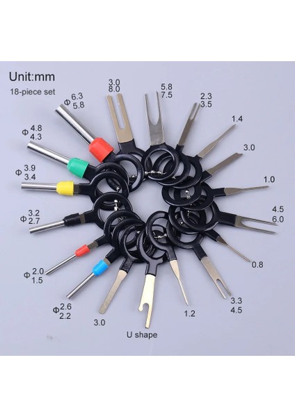 18 Parçalı Set Otomotiv Fiş Terminali Kaldırma Aracı Araba Elektrik Teli Sıkma Konnektörü Pin Çıkarıcı Kiti Anahtar Pimi Kaldırma Aracı (Yurt Dışından)