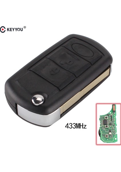 Keyyou 433MHZ 3 Düğmeler Flip Katlanır Uzaktan Kumanda Anahtarı Uzaktan Araba Anahtarlığı Range Rover Sport Land Rover Discovery 3 (Yurt Dışından)