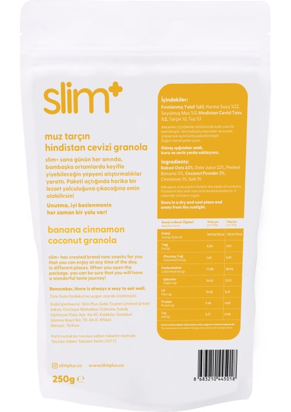 2 Paket Muz Tarçın Hindistan Cevizi Glutensiz İlave Şekersiz Vegan Granola 250gr fırsatları
