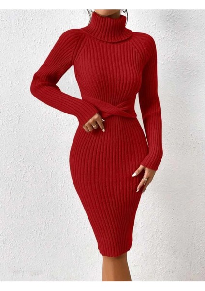 Kurdale Detaylı Fitilli Model Triko Elbise fiyatları