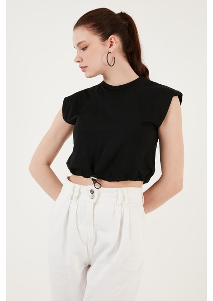 Bisiklet Yaka Pamuk Crop T Shirt Kadın T Shirt 5865587 modelleri