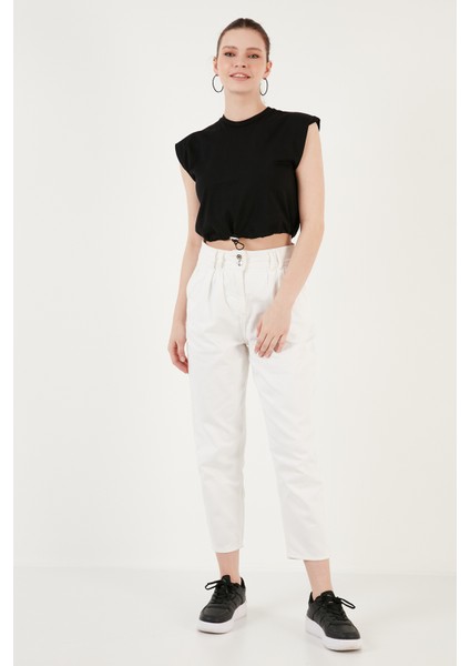 Bisiklet Yaka Pamuk Crop T Shirt Kadın T Shirt 5865587 fırsatları