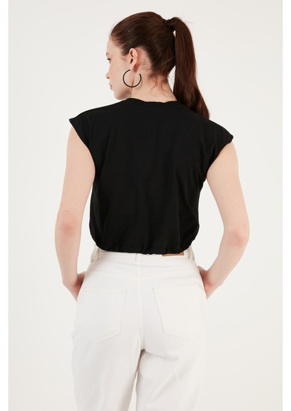 Bisiklet Yaka Pamuk Crop T Shirt Kadın T Shirt 5865587 indirimleri