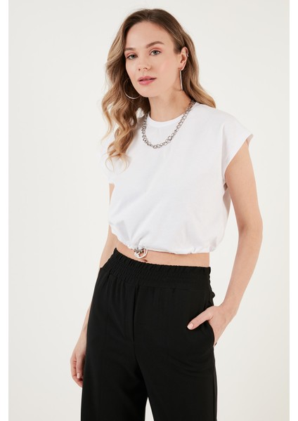 Bisiklet Yaka Pamuk Crop T Shirt Kadın T Shirt 5865587 modelleri