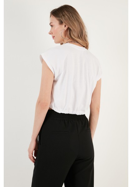 Bisiklet Yaka Pamuk Crop T Shirt Kadın T Shirt 5865587 indirimleri