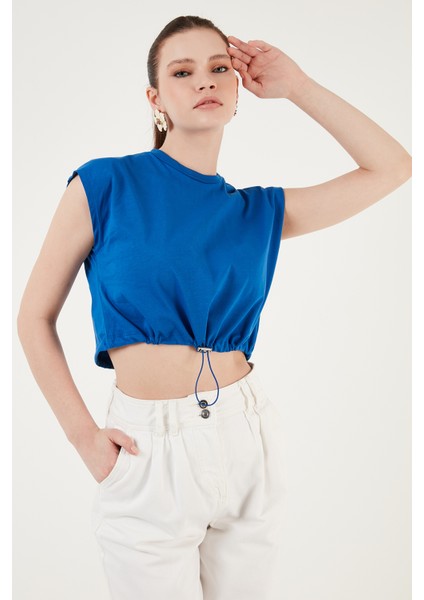 Bisiklet Yaka Pamuk Crop T Shirt Kadın T Shirt 5865587 fiyatları