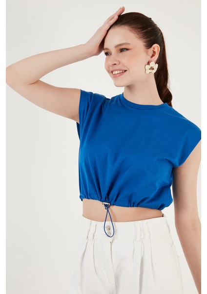 Bisiklet Yaka Pamuk Crop T Shirt Kadın T Shirt 5865587 fırsatları