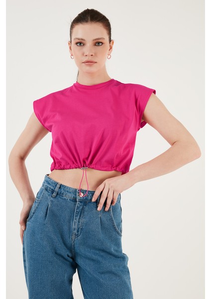 Bisiklet Yaka Pamuk Crop T Shirt Kadın T Shirt 5865587 fiyatları