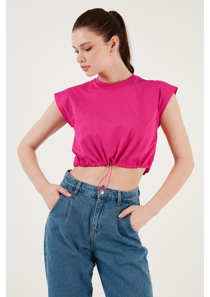 Bisiklet Yaka Pamuk Crop T Shirt Kadın T Shirt 5865587 modelleri