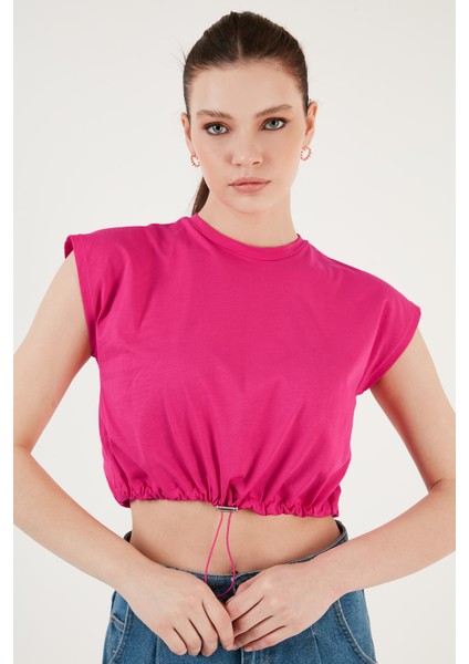 Bisiklet Yaka Pamuk Crop T Shirt Kadın T Shirt 5865587 fırsatları