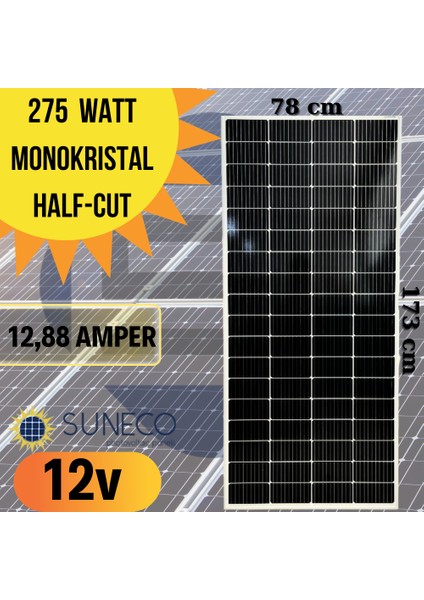 275 Watt Half Cut Monokristal Solar Güneş Paneli A Sınıf 12 Volt 205 watt sadece sürat kargo