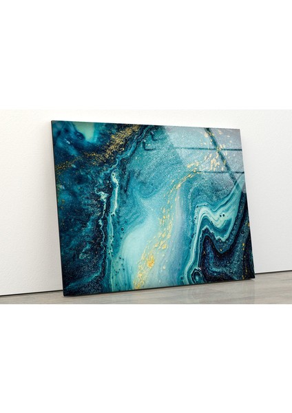 Mavi Mermer Desenli Temperli Cam Duvar Tablosu fiyatları