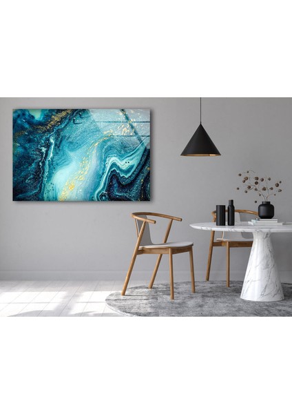 Mavi Mermer Desenli Temperli Cam Duvar Tablosu fırsatları