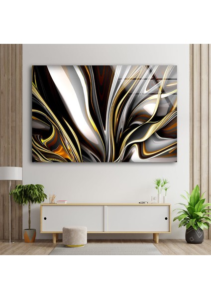 3D Soyut Resim Temperli Cam Duvar Tablosu