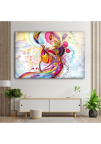 Renkli Soyut Cam Duvar Tablosu