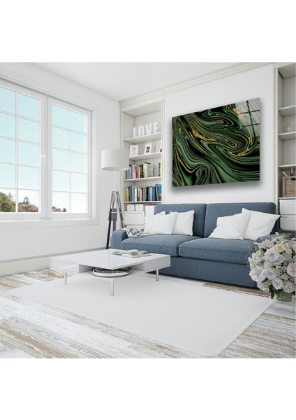 Altın Yeşil Soyut Temperli Cam Duvar Tablosu fırsatları