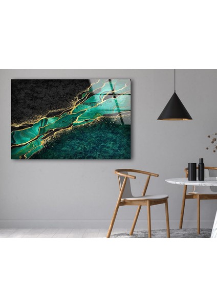 Soyut Dijital Ebru Çizimi Temperli Cam Duvar Tablosu indirimleri