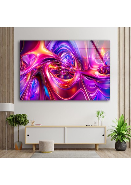 Mor Soyut Temperli Cam Duvar Tablosu modelleri