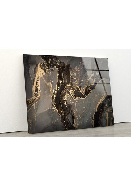 Siyah Mermer Desenli Cam Duvar Tablosu fiyatları