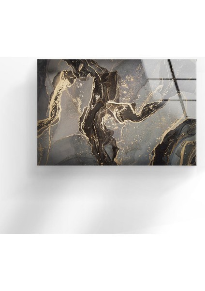 Siyah Mermer Desenli Cam Duvar Tablosu fırsatları