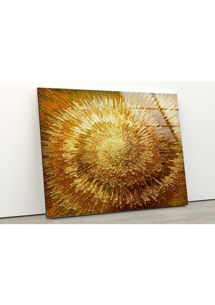 Altın Soyut Temperli Cam Duvar Tablosu