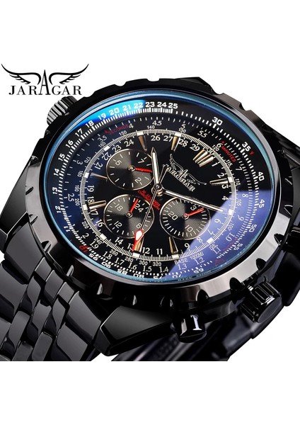 B Pointer Tipi Jaragar S1144 Özel Logo Erkek Elmas Izle Elmas Izle Erkekler Için Spor Su Geçirmez Mekanik Saatler (Yurt Dışından)