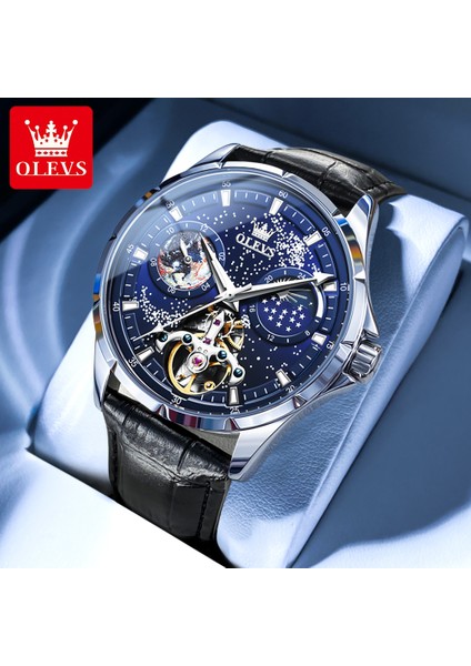 Boxd Olevs Erkek Saatler Tourbillon Tarzı Orijinal Otomatik Mekanik Saat Adam Su Geçirmez Aydınlık Ay Fazı Moda Elbise (Yurt Dışından) modelleri