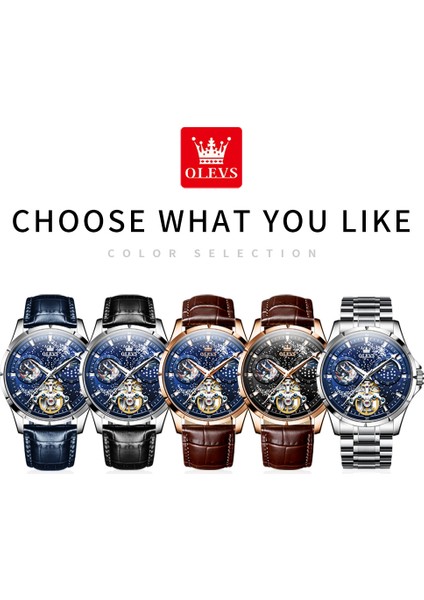 Boxd Olevs Erkek Saatler Tourbillon Tarzı Orijinal Otomatik Mekanik Saat Adam Su Geçirmez Aydınlık Ay Fazı Moda Elbise (Yurt Dışından) indirimleri